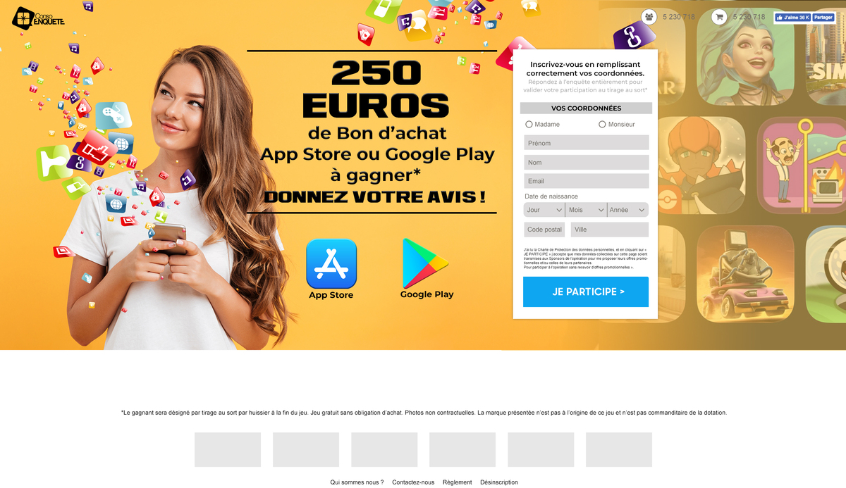 250 euros pour App store ou playstore