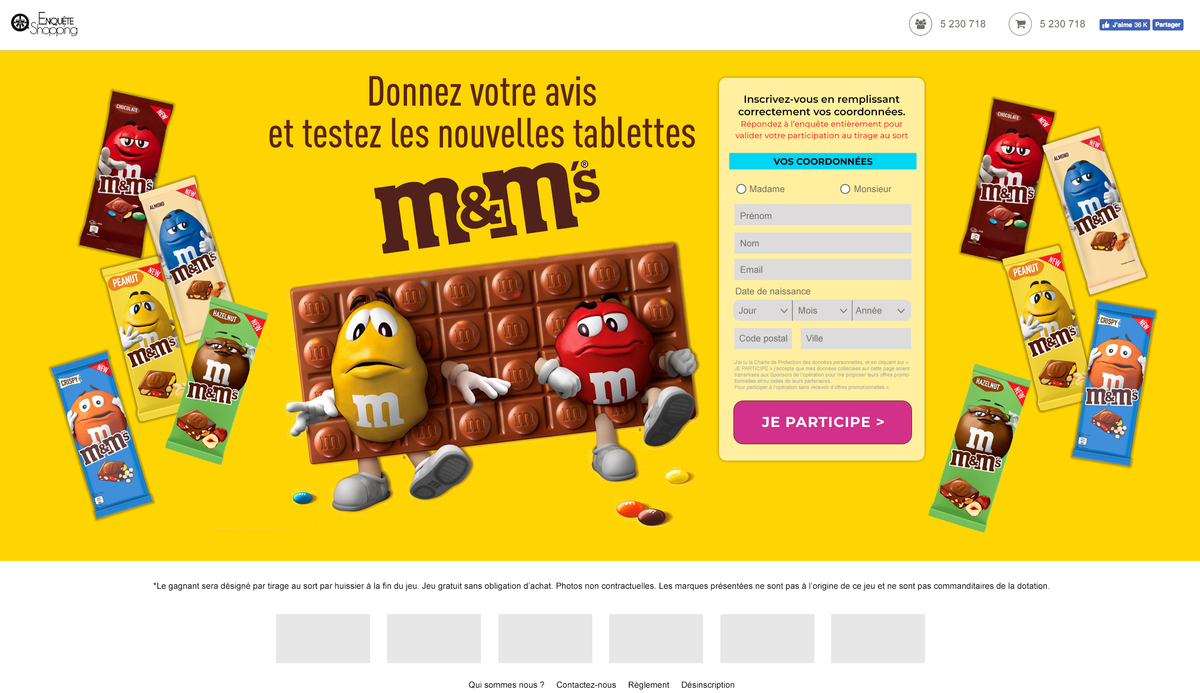 Tablettes m&m's